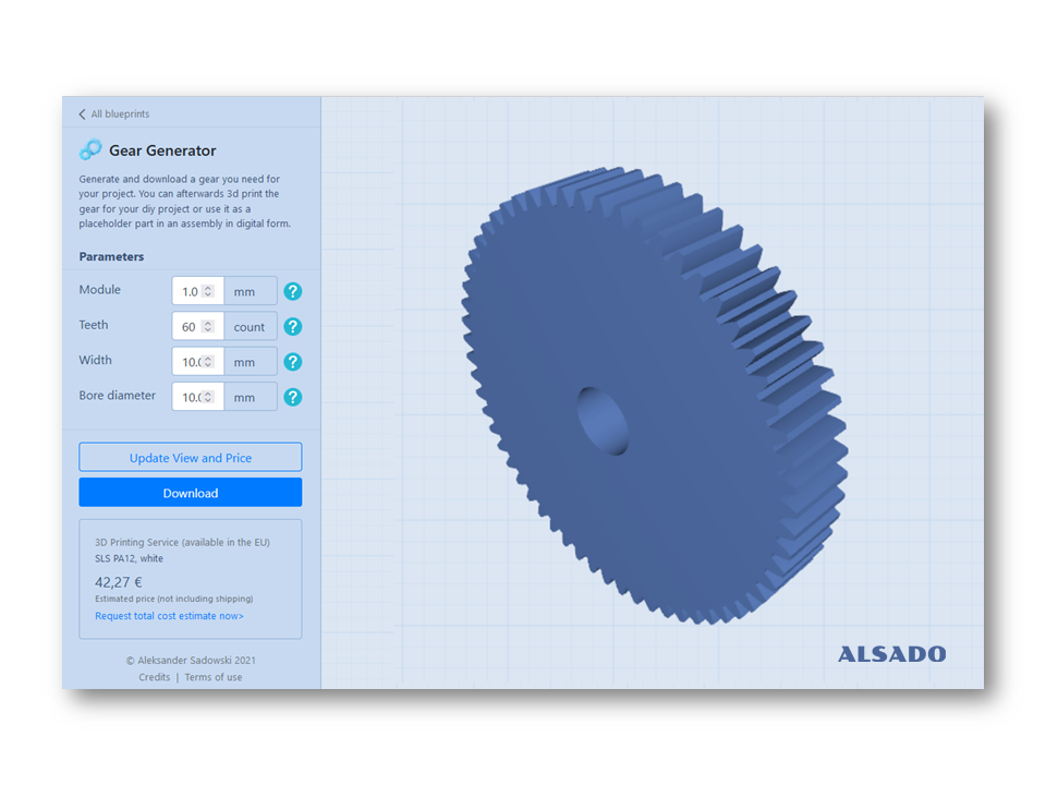 3d cad online konfigurator zahnradkonfigurator in freecad mit parametern