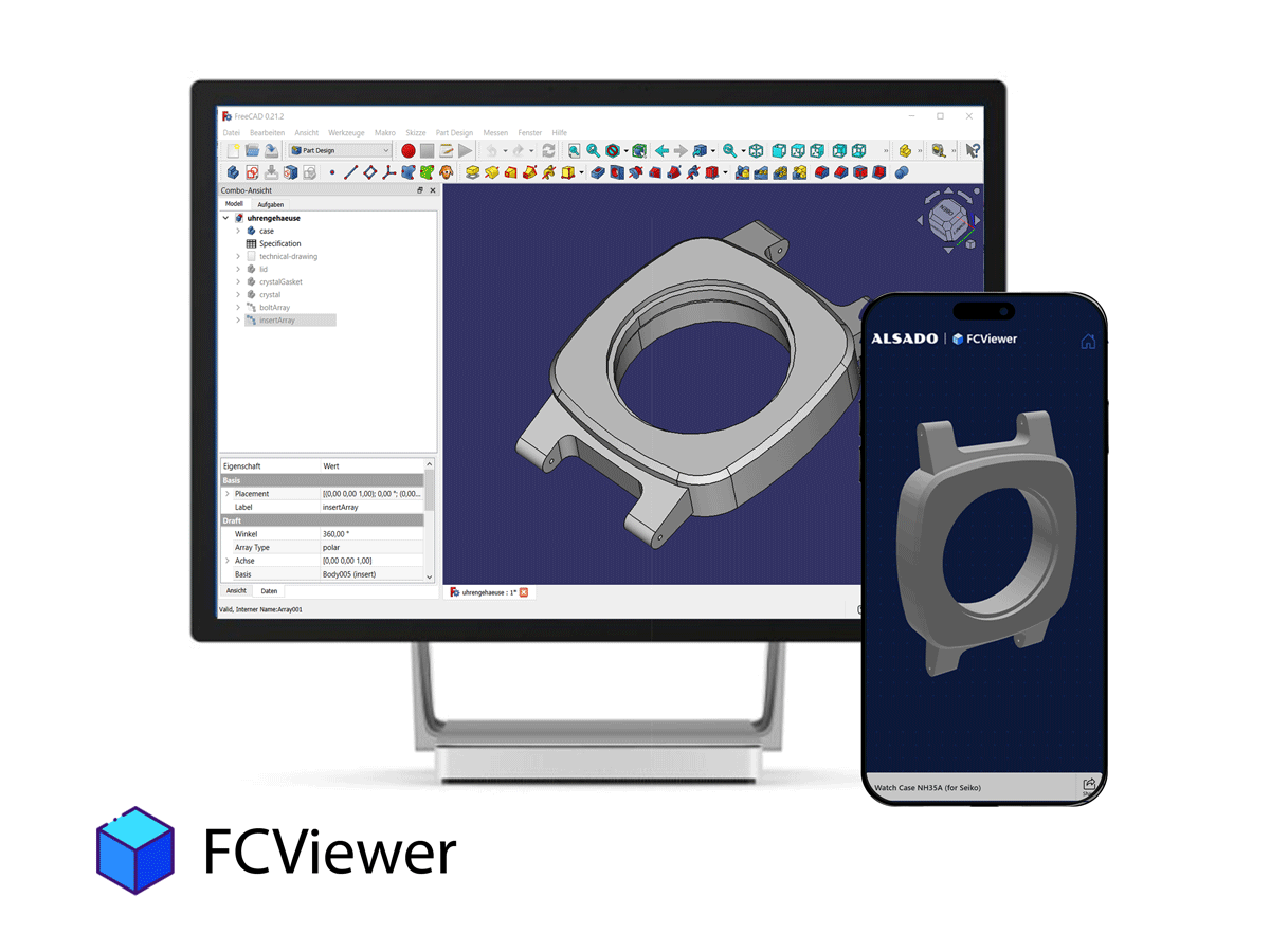 zeige deine freeccad projekte online im fcviewer freecad online viewer