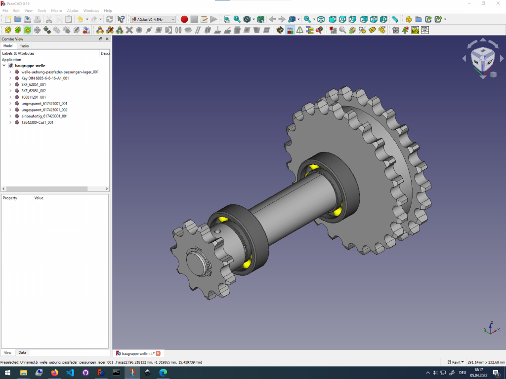 Zusammenbau einer A2Plus Baugruppe mit Normteilen in FreeCAD