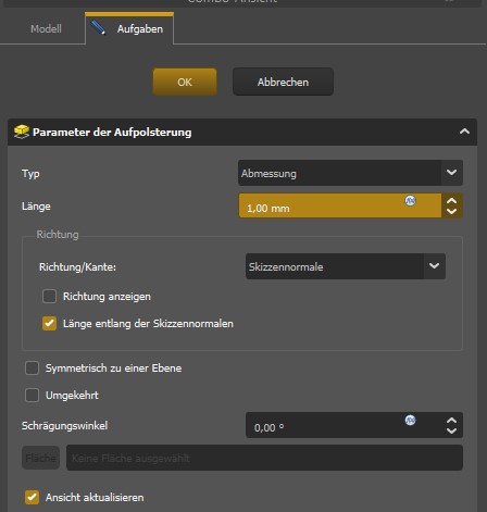 Abbildung 12: Parameter Auspolsterung