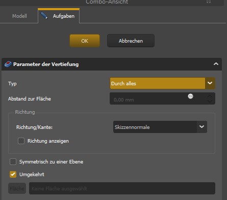 Abbildung 16: Parameter Befehl Tasche