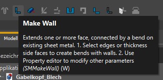 Abbildung 16: Mit dem Befehl Make Wall zwei Abkantungen erstellen