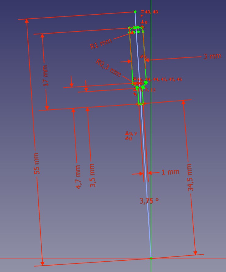 Abbildung 18: Lage und Bemaßung der Skizze zum Mittelpunkt des Grundkörpers.
