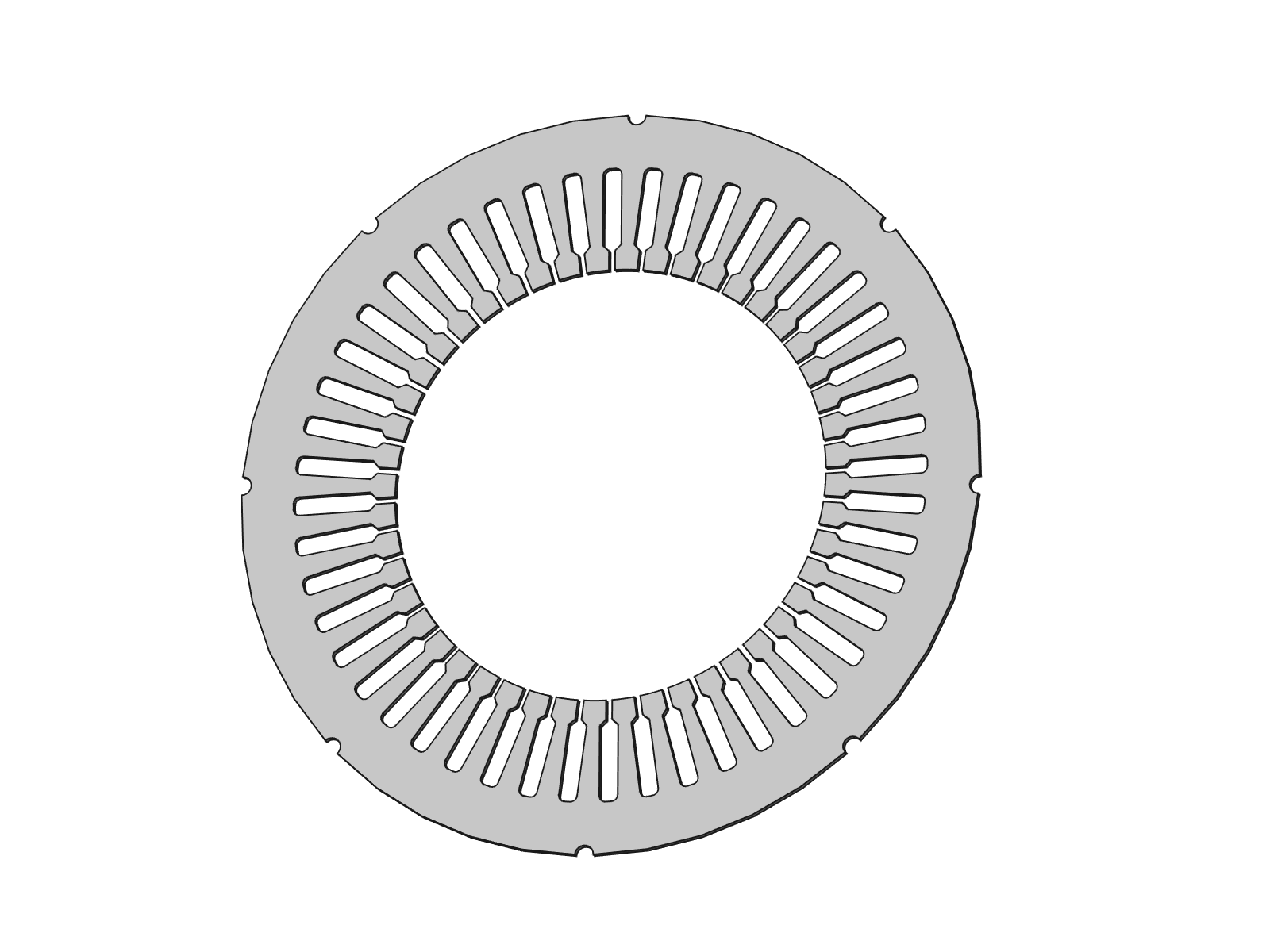 Abbildung 1: Lamelle eines Stators aus Elektroblech für einen Elektromotor.