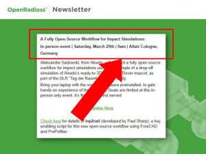 Alsado im Newsletter von Altair zu Tag der Raumfahrt Workshop über Aufprall-Simulationen in der Raumfahrt mittels Open-Source Software